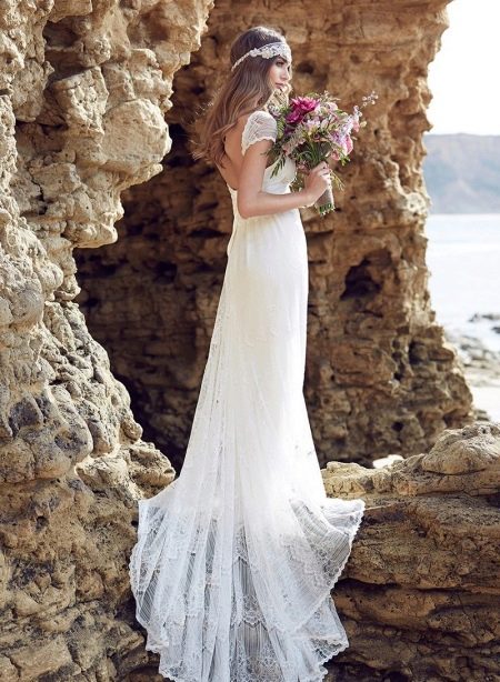 White wedding dress in boho style
