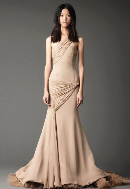Wedding dress by Vera Wong with drapery
