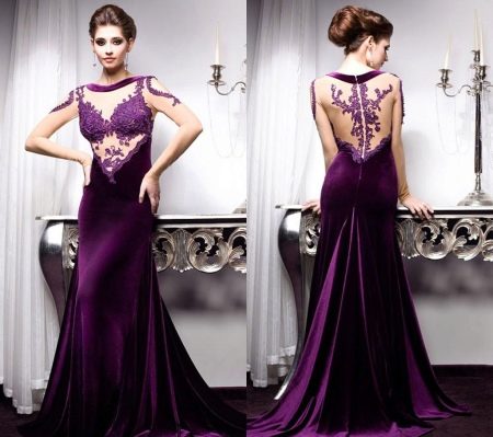 Long eggplant velvet dress