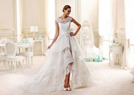Symmetrical wedding dress with a train