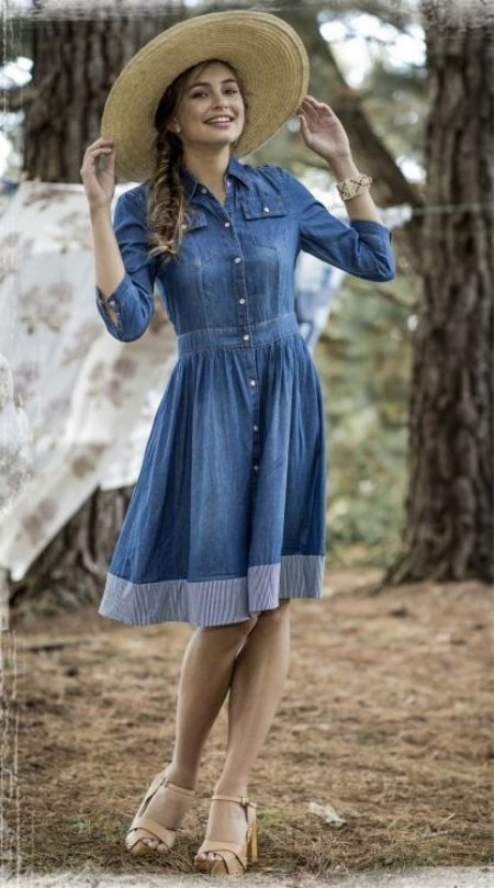 Midi denim dress