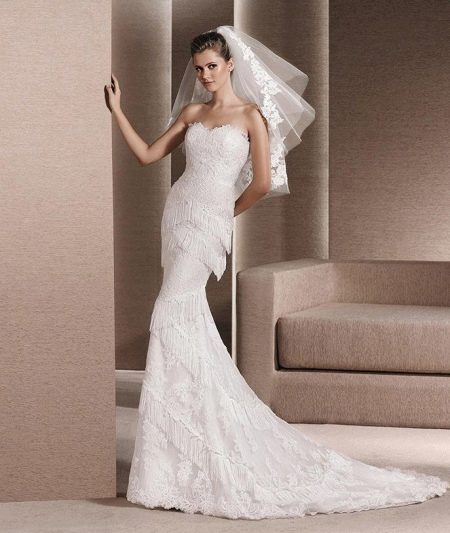 Mermaid wedding dress with fringes