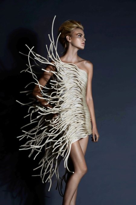 Unusual evening dress by Jean Louis Sabaji short