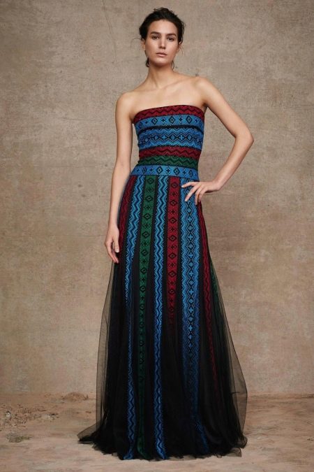vestito con inserto in chiffon