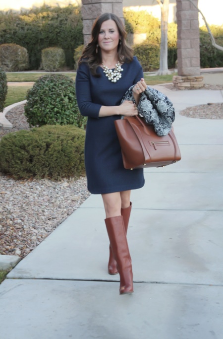 Nude tights for a dark blue dress