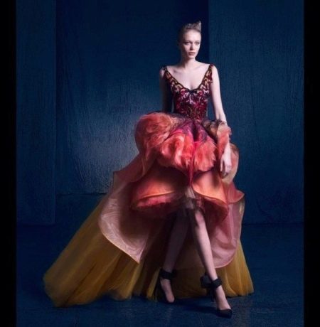 Evening dress midi with train