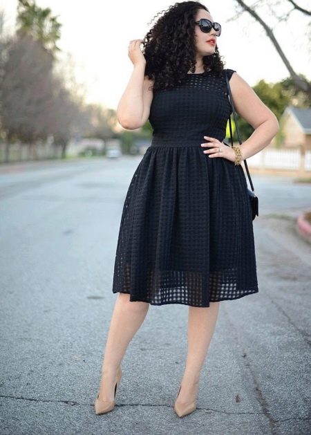 Black beautiful mid-length dress for full