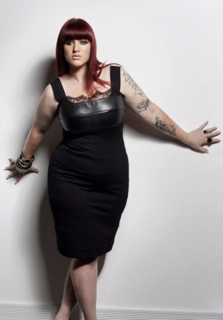 Leather dress with lace for plump