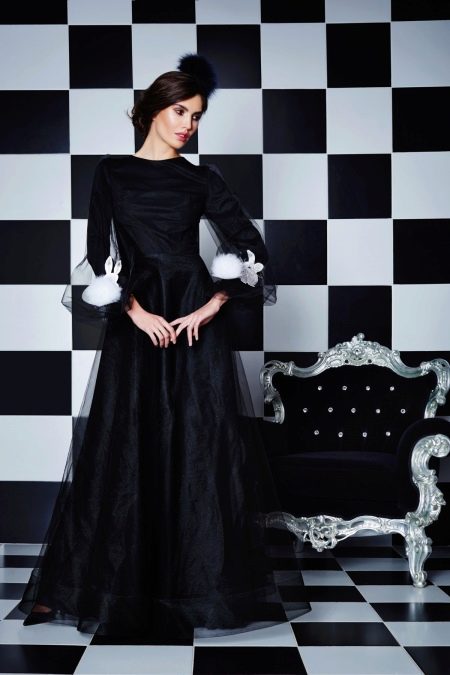Evening black organza dress