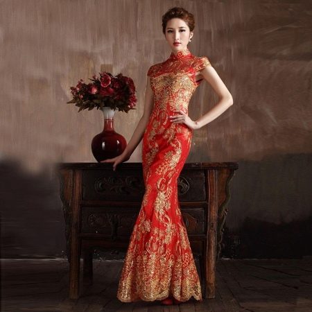 Long beautiful chinese style red dress