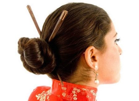 Chinese style hairstyle with chopsticks