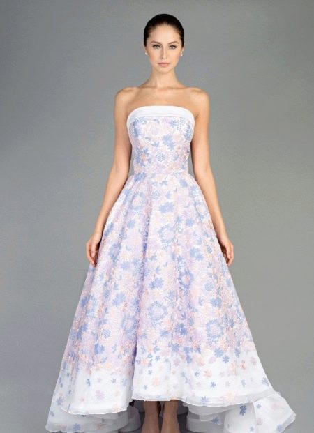 Dress with floral print A-line short front long back