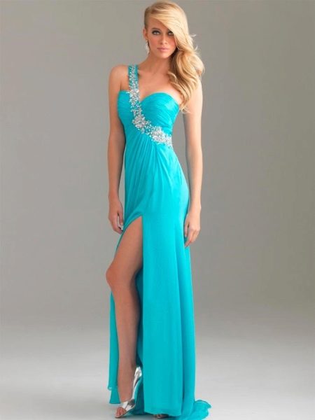 Greek dress one shoulder to the floor
