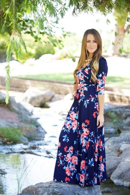 Long knitted floral dress