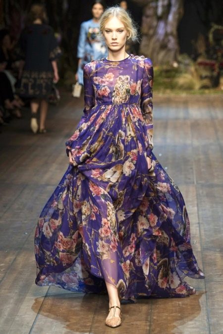 Long floral chiffon dress