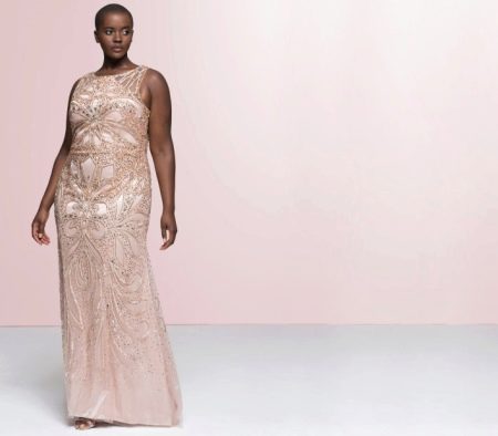 Satin dress with embroidery for the plump