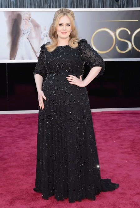 Floor-length evening dress for obese women