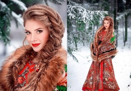 Braid under a dress in Russian style