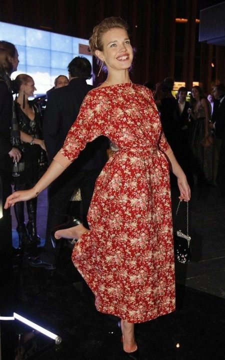 Staple dress in Russian style with a small pattern