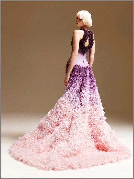 Dress with pink train