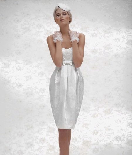 Short wedding silk dress