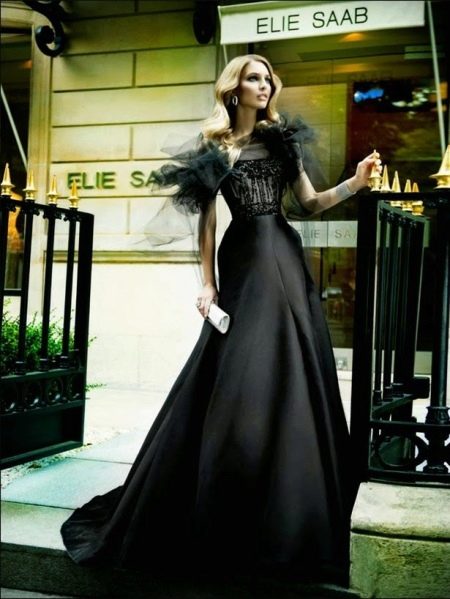 Silk a-line evening dress