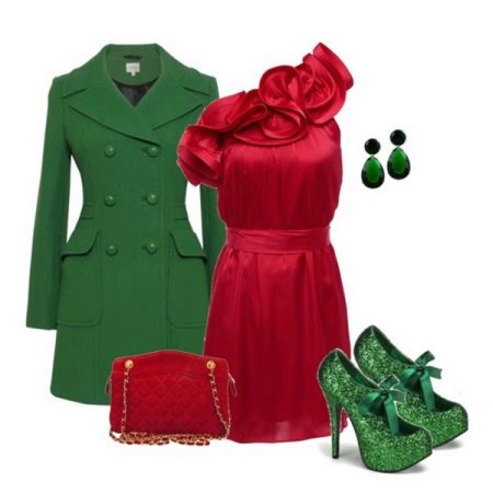 Green accessories for a cherry dress