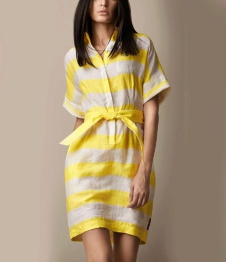 White and yellow linen dress