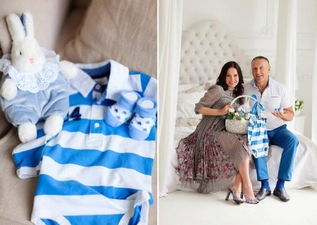 Photo session of a pregnant woman in a photo studio