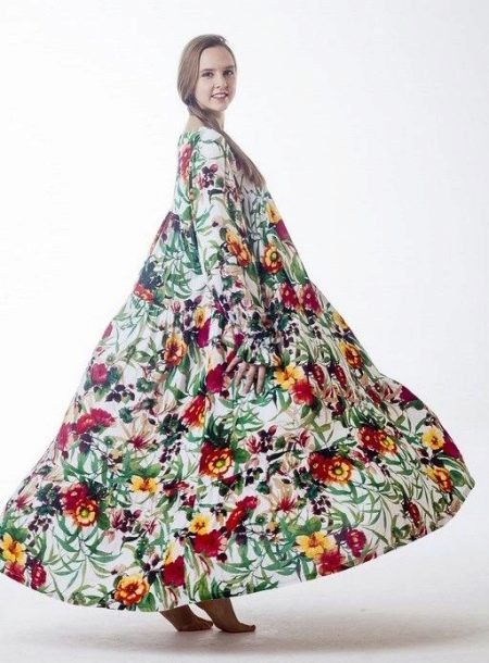 Long floral print folk style staple dress