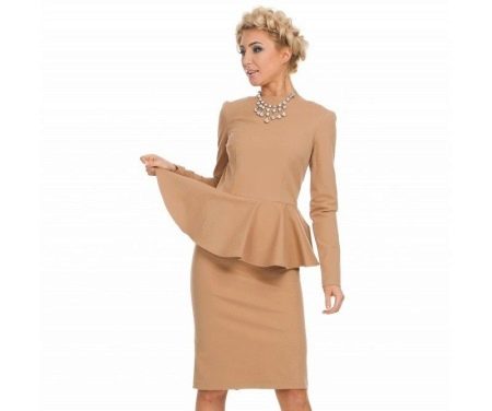 Beige dress with peplum