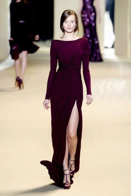 Long Sleeve Slit Evening Dress