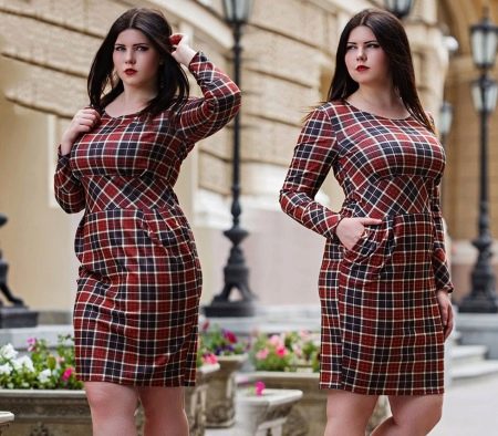Plaid print dress for chubby