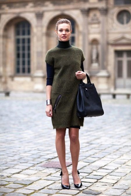 Khaki Warm Wool Casual Dress