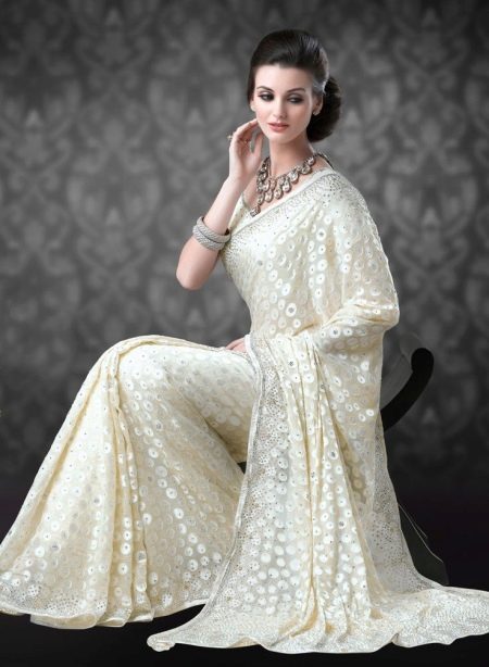 White wedding saree