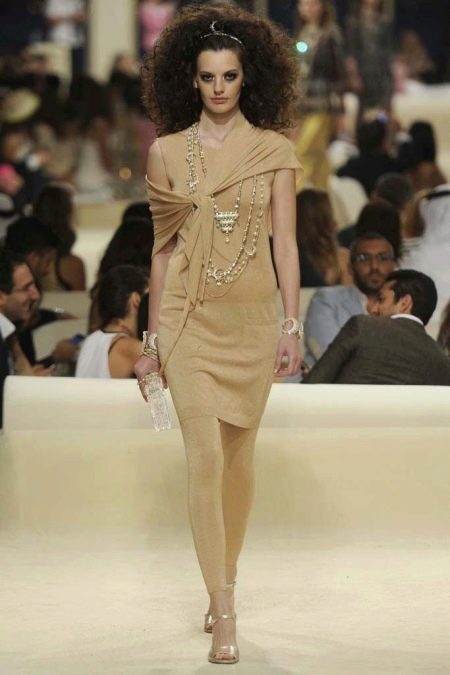 Beige knit dress
