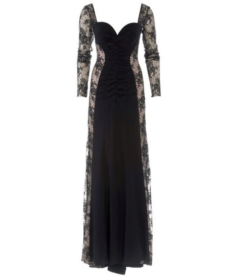 Robe de soirée longue au sol avec dentelle