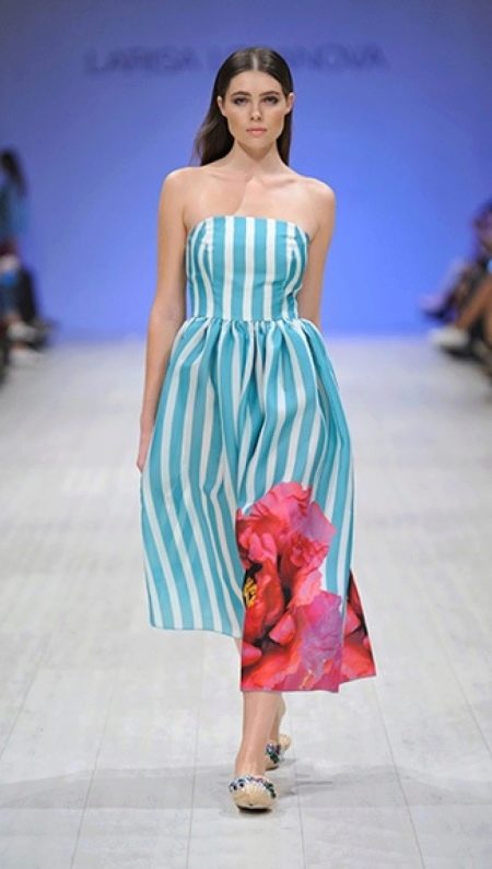 Strapless midi dress navy