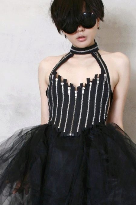 Zip and chiffon dress