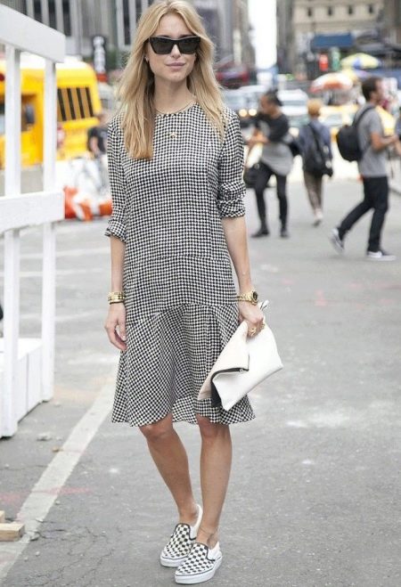 Midi Low Waist Gingham Dress