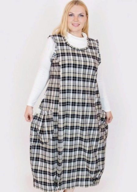 Plaid dress-sundress for obese women