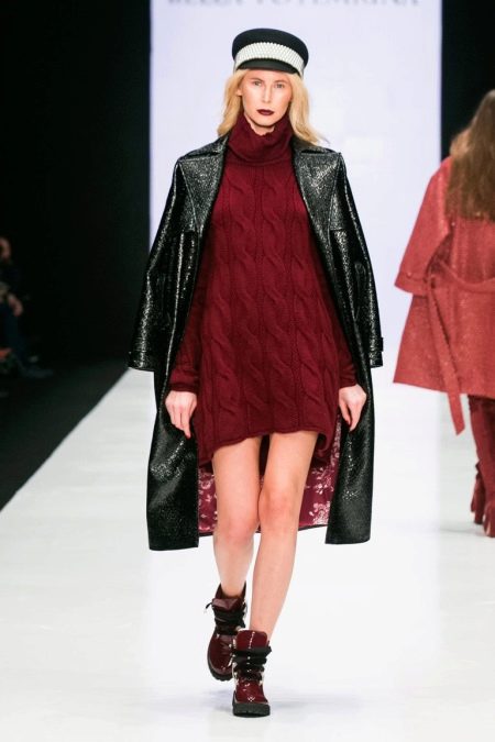 Wool sweater dress with braids