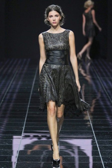 Perforated faux leather dress