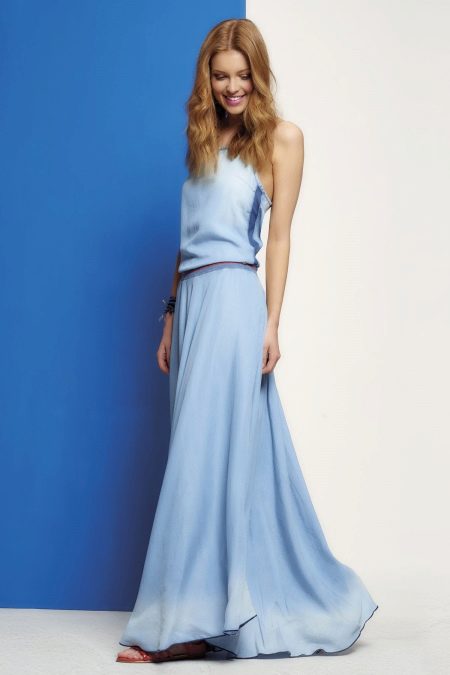 Robe en crêpe de Chine bleu
