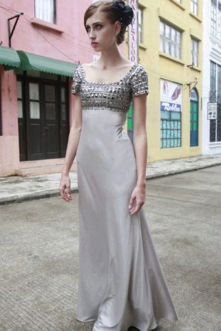 Empire style dress gray