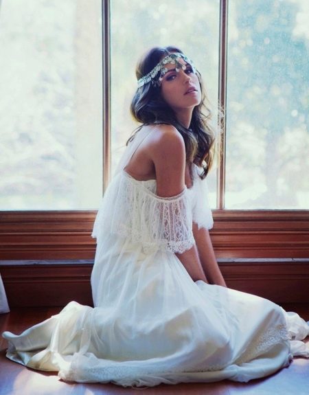 Boho dress with lace inserts