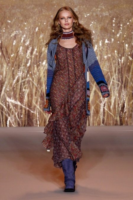 Boho style dress brown
