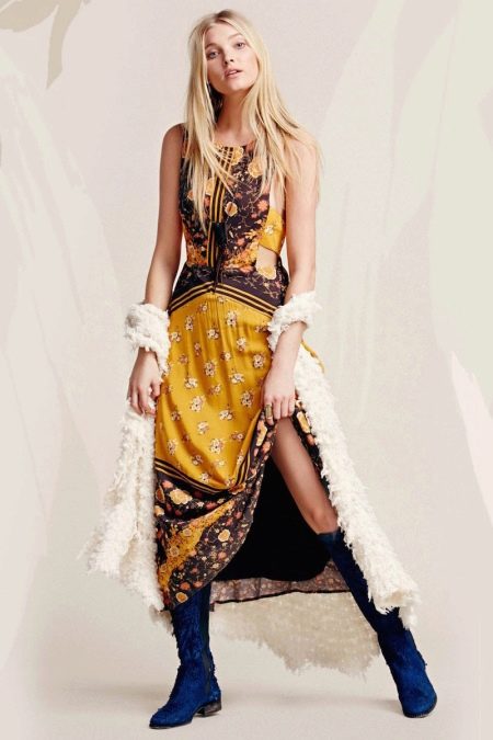 Boho style dress yellow