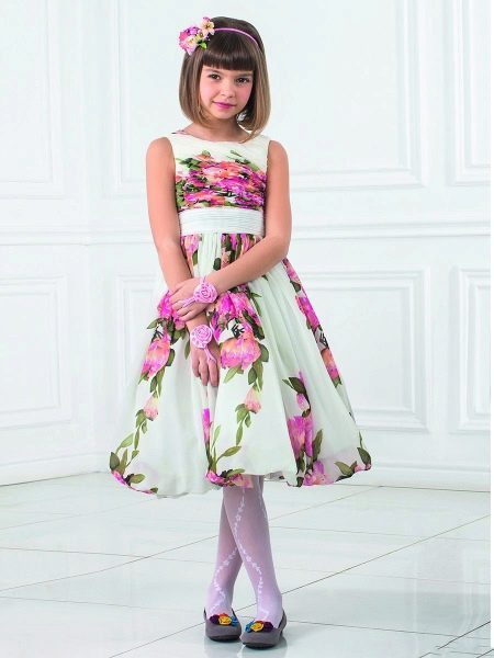 A-line dress with a balloon short skirt for girls