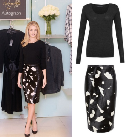 How to wear a printed leather pencil skirt